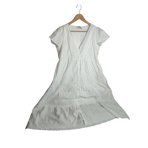 Seraphine Women's White Eyelet Nursing Maternity Dress Maxi size 10 - Picture 1 of 10